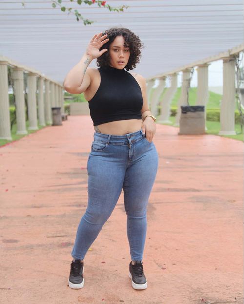 Calça Jeans Skinny Plus Size Feminina Cintura Alta Cós Largo 22864 Média