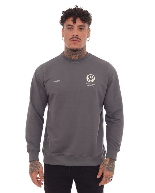 Blusa Moletom Masculina Estampada Smile Consciencia 80057 Chumbo