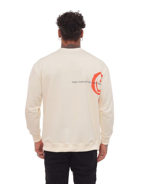 Blusa Moletom Masculina Estampada Smile Consciencia 80055 Off White