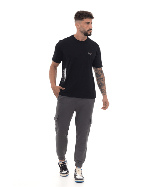 Calça Moletom Cargo Masculina Consciencia 80067 Chumbo