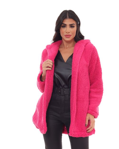 Casaco Pelo Sintético Teddy Feminino com Touca 22700 Pink
