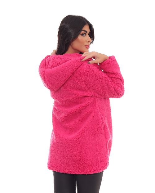 Casaco Pelo Sintético Teddy Feminino com Touca 22700 Pink