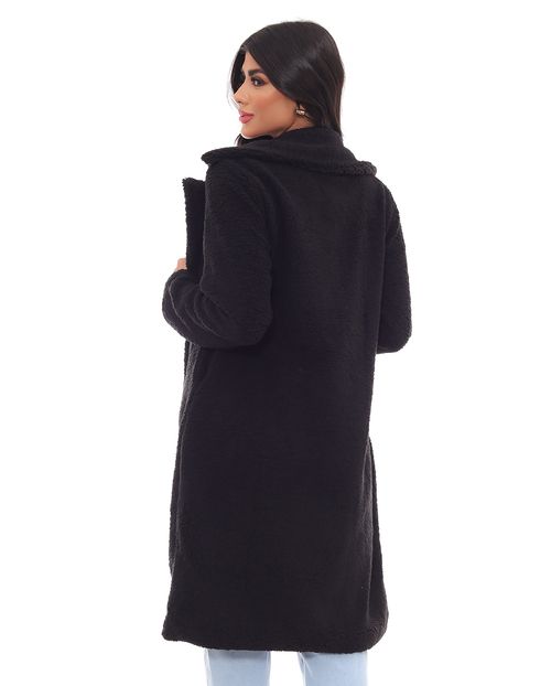 Sobretudo Pelo Sintetico Teddy Feminino 22702 Preto