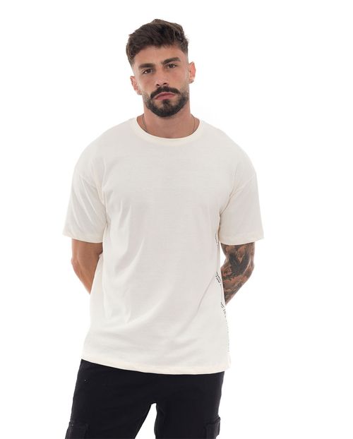 Camiseta Masculina Oversize Estampada 80052 Off White