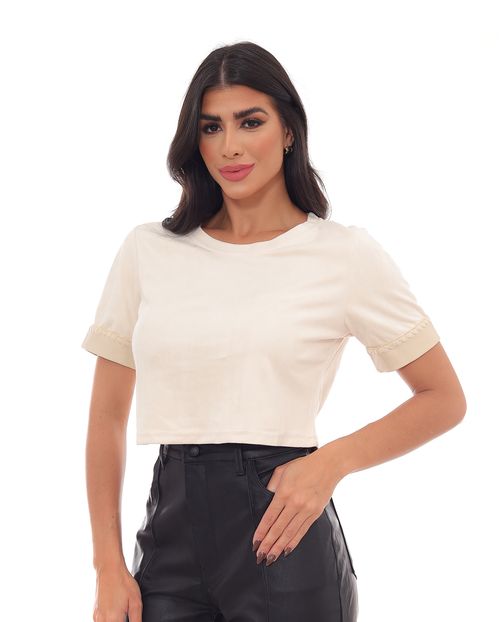 Blusa Camurça Cropped Feminina 90463 Off White
