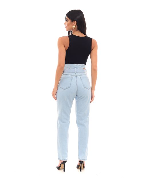 Calça Jeans Mom Clochard Feminina Cintura Alta com Cinto 21606 Clara