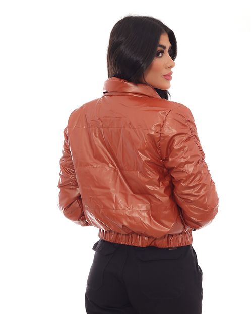 Jaqueta Cropped Feminina Puffer 90486 Terracota