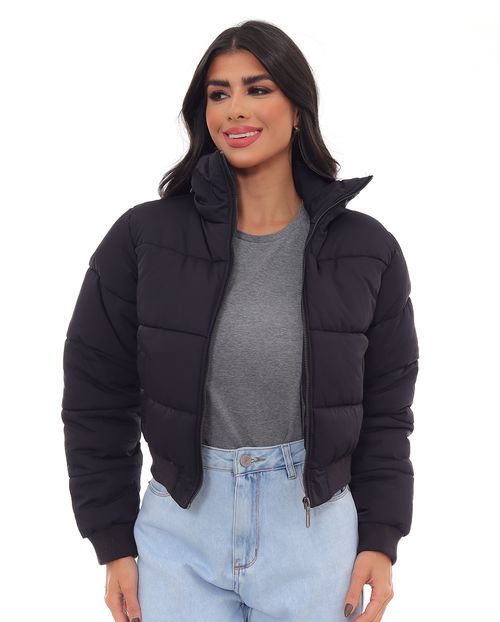 Jaqueta Cropped Feminina Puffer 90489 Preto