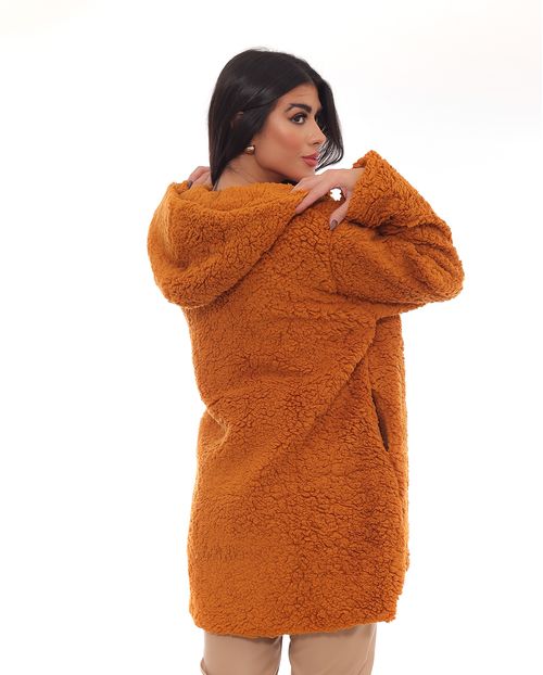 Casaco Pelo Sintético Teddy Feminino com Touca 22700 Tamara