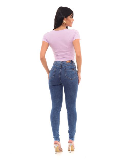 Calça Jeans Skinny Hot Feminina Cintura Alta Extreme Power Barra Desfiada 22856 Média