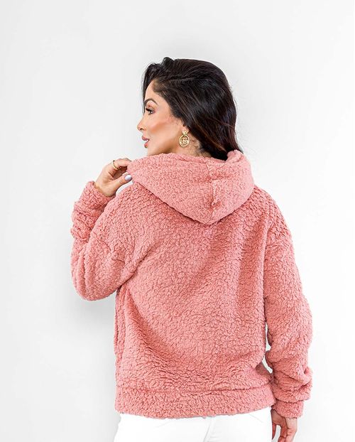 Canguru Teddy Feminino Pelo Carneiro Sintético 22703 Rose