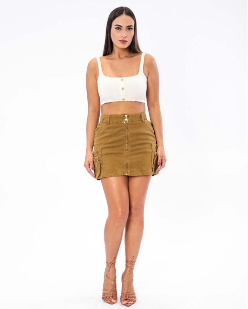 Mini-Saia Color C/elastano Verão 21237 Caramelo