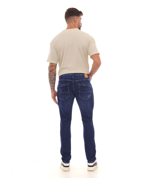 Calça Jeans Slim Fit Masculina Puídos 22926 Escura
