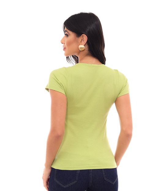 Blusa em Ribana Feminina Básica Manga Curta 90203 Oasis