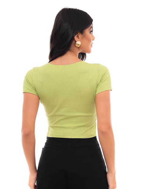 Blusa Cropped Feminina Manga Curta e Botões 90207 Oasis