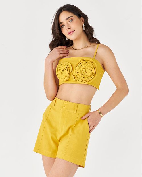 Shorts  Feminino  Alfaiataria   com Top 2 Flor 90223 Propolis