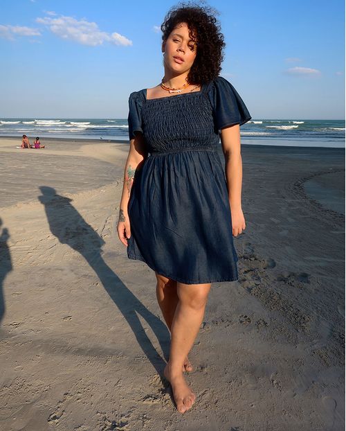 Vestido Jeans Ciganinha Feminino Plus Size 23149 Escura