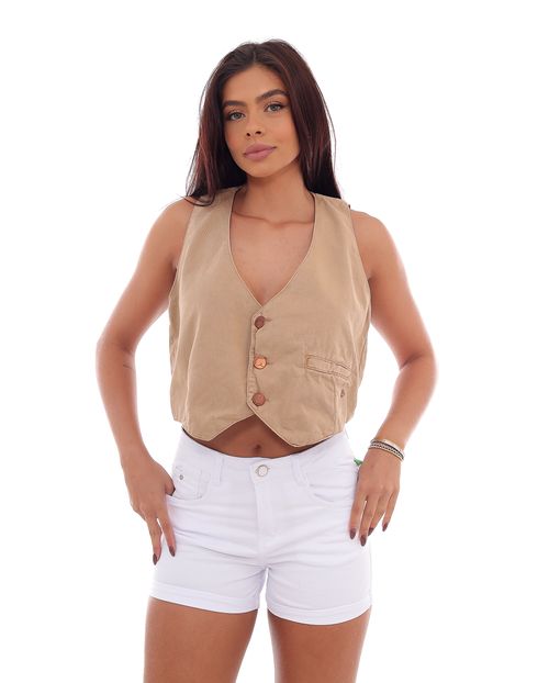 Colete Sarja Feminino Forrado 22900 Caqui