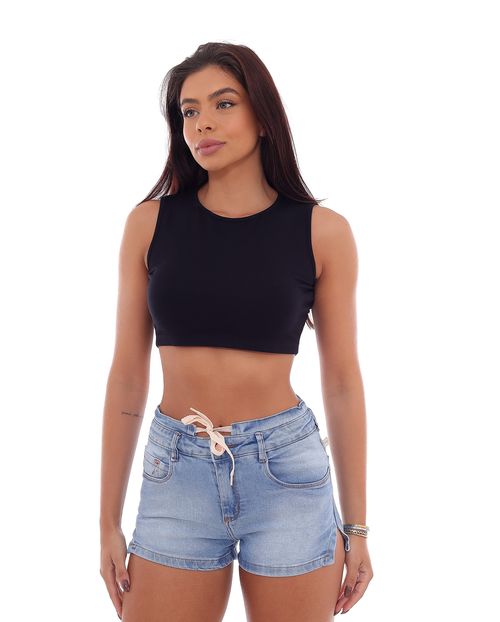 Shorts Feminino Jeans Boy com Canaleta Acima do Cós e Abertura Lateral Na Barra 22260 Clara