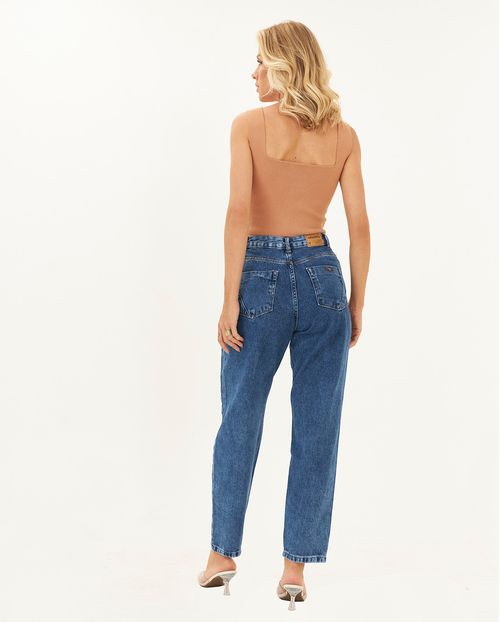 Calça Jeans Mom Feminina Cintura Alta Recortes 22855 Média