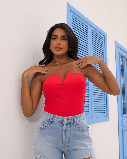 Body Feminino Decote V 90506 Vermelho