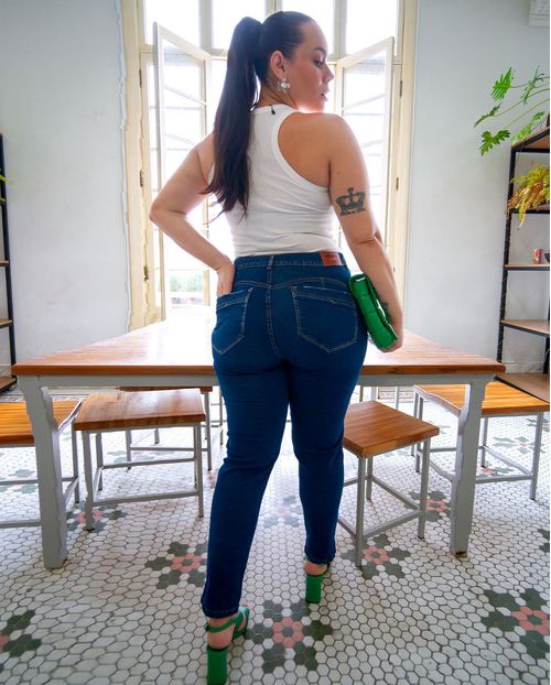 Calça Jeans Skinny Plus Size Feminina Cintura Alta Barra Mullet 23267 Escura