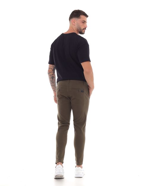 Calça Sarja Chino Skinny Masculina 21933 Verde-Militar