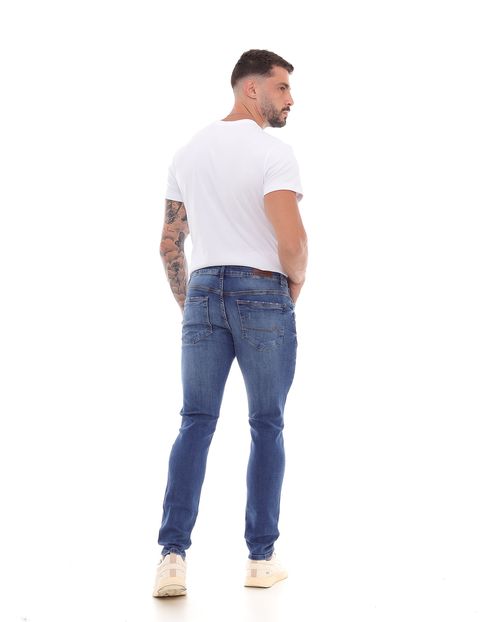 Calça Jeans Slim Fit Masculina Detalhes Puídos 22832 Escura