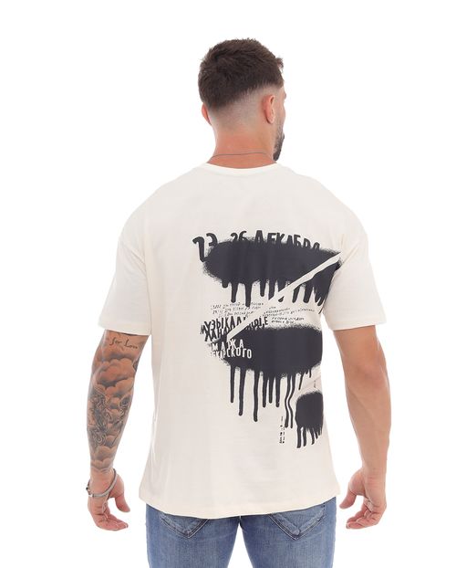 Camiseta Masculina Oversize Estampada 80070 Off White