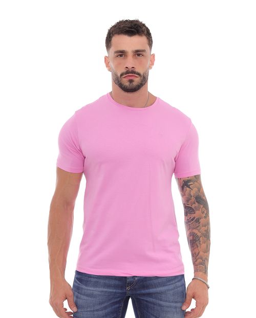 Camiseta de Algodão Egípcio Masculina Básica 90102 Rosa Bloom