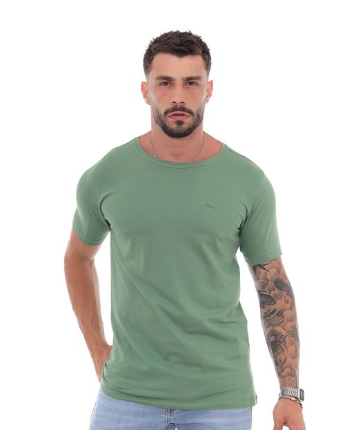 Camiseta de Algodão Egípcio Masculina Básica 80083 Verde