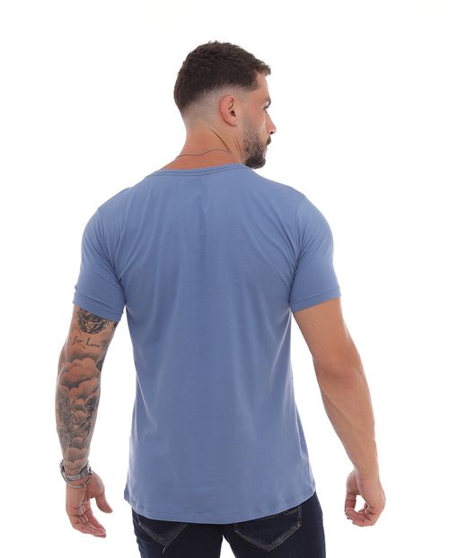 Camiseta de Algodão Egípcio Masculina Básica 80083 Azul Claro