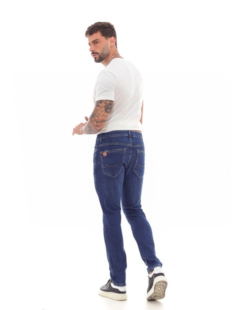 Calça Jeans Slim Fit Masculina Detalhe Bolso 22922 Escura