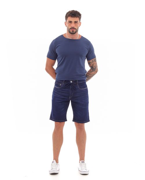 Bermuda Jeans Masculina com Elastano Básica 23240 Escura