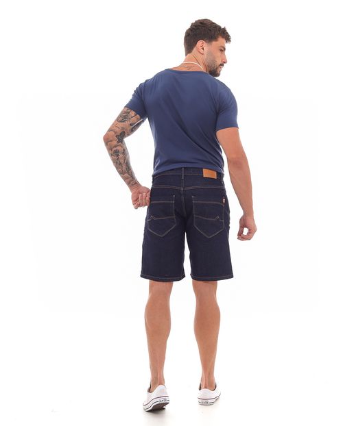 Bermuda Jeans Masculina com Detalhe No Bolso 23481 Escura