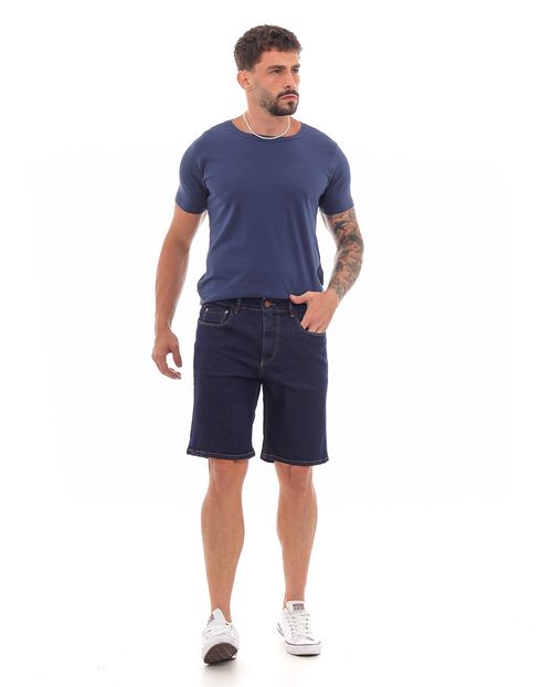 Bermuda Jeans Masculina Detalhe Costura Básica 23482 Escura