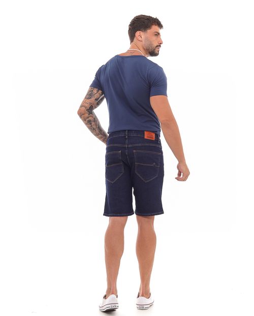 Bermuda Jeans Masculina Detalhe Costura Básica 23482 Escura