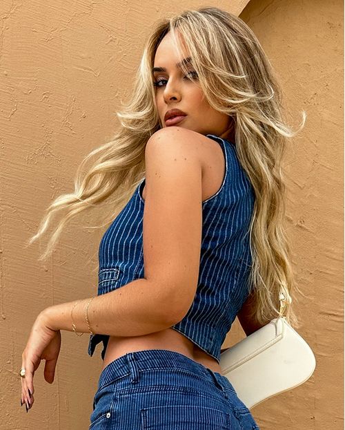 Colete Jeans Alfaiataria Feminino Risca de Giz 23629 Escura