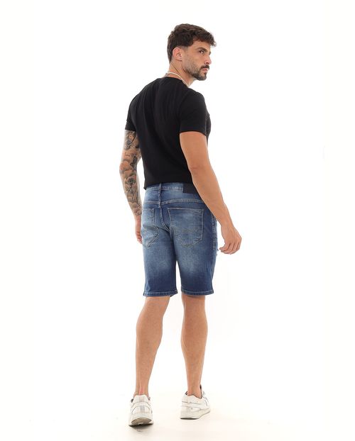 Bermuda Jeans Masculina Detalhe Rasgos 23462 Escura