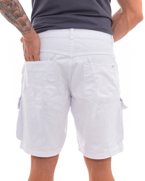 Bermuda Sarja Masculina Cargo Bolsos Laterais 23508 Branco
