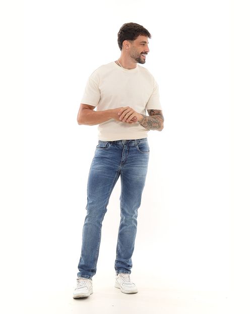 Calça Jeans Slim Fit Masculina Detalhe Bolso Traseiro 23335 Média