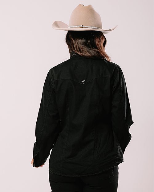 Camisa Feminina Manga Longa 22961 Preto