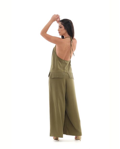 Macacão Liocel Feminino Utilitário Bolsos 90508 Verde Militar