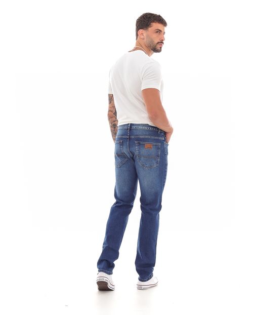 Calça Jeans Slim Fit Masculina Detalhe Bolso Traseiro 23335 Escura