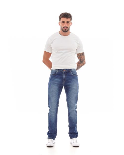 Calça Jeans Slim Fit Masculina Detalhe Bolso Traseiro 23335 Escura