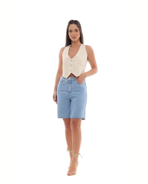 Bermuda Jeans Jorts Feminina Cintura Média  Básica 23624 Clara