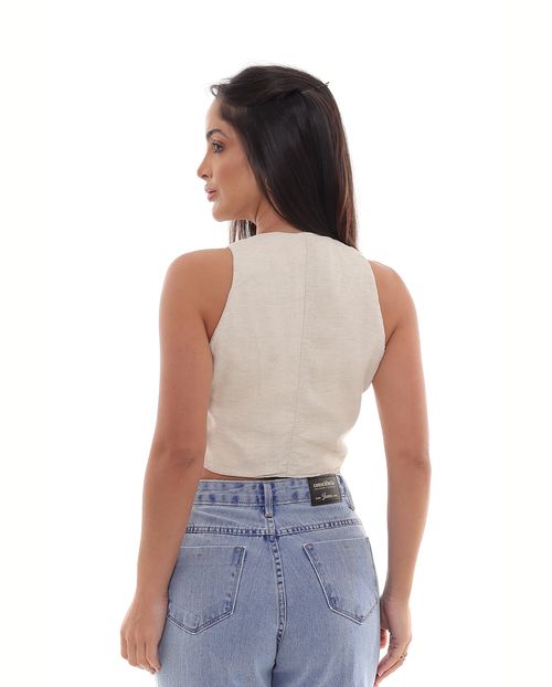Colete Linho Feminino Alfaiataria 23357 Linho
