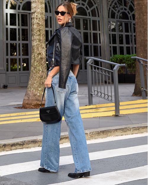 Calça Jeans Wide Leg Feminina Cintura Alta Rasgos 22644 Sky
