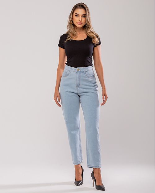 Calça Jeans Mom Feminina Cintura Alta 101vibes Algodão 00101 Clara
