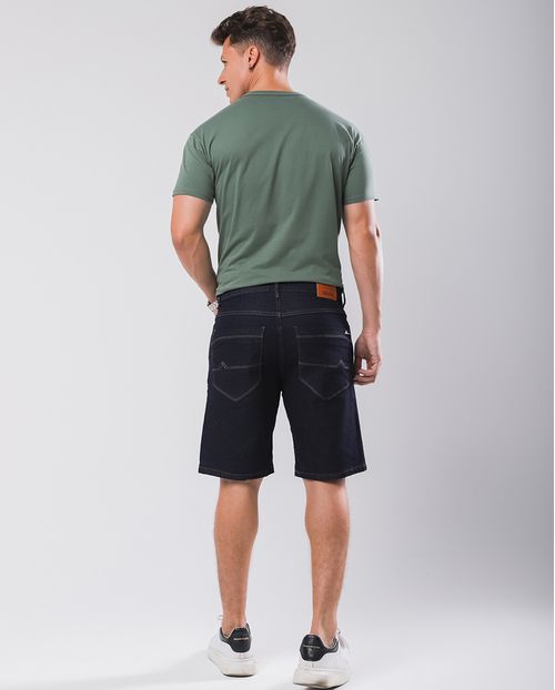 Bermuda Jeans Masculina Detalhe Costura 23484 Amaciado